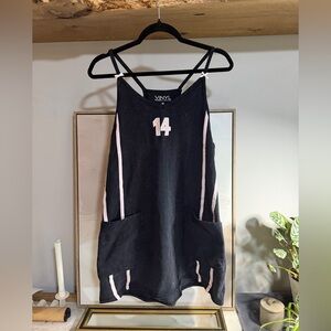 Vinyl Threads Black Athletic Dress with Pink Accents and marbling